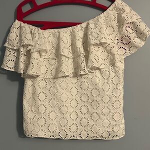 Lilly Pulitzer Resort White Trixie Top One Shoulder Sunshine Eyelet Small